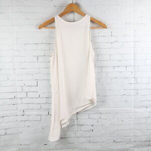 H&M IVORY SLEEVELESS ASYMMETRICAL HEM TOP SIZE MEDIUM